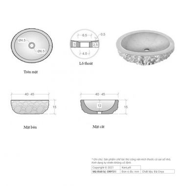 Chậu rửa mặt bằng đá tự nhiên Kanly ONY51i