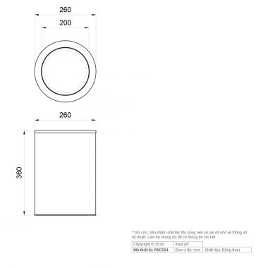 Thùng rác đồng thau nắp lật Kanly RSC504