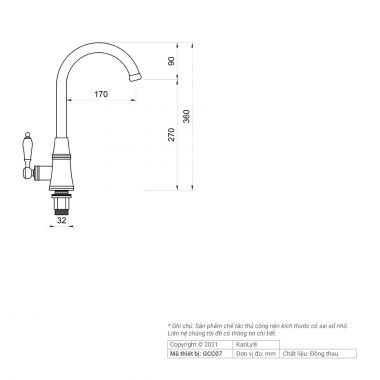 Vòi chậu bếp cổ điển Kanly GCC07