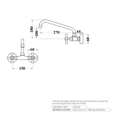 Vòi rửa bát gắn tường Kanly GCT05B