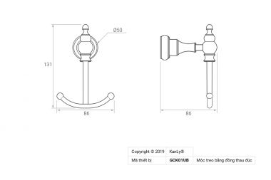 Móc treo đồ đơn bằng đồng Kanly GCK01UB